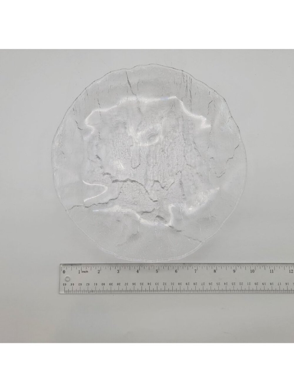 Vintage Czech Cracked Ice Art Glass Round Serving Plate Or Candle Holder - Picture 3 of 4